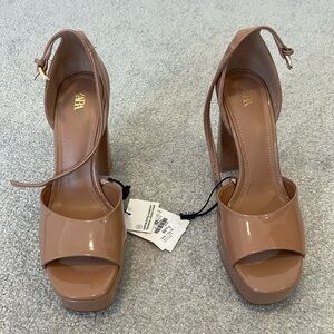 Zara nude platform heels, never worn tag still on, size 8